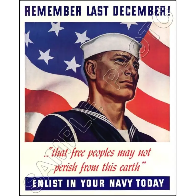 1942 WWII Poster Photo 8X10 Photo - Remember Last December - 3099