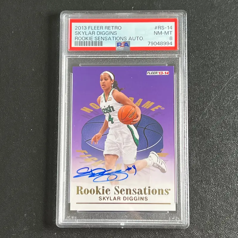 2013-14 Fleer Rookie Sensations #RS-14 Skylar Diggins Signed Card PSA 8 Notre Dame
