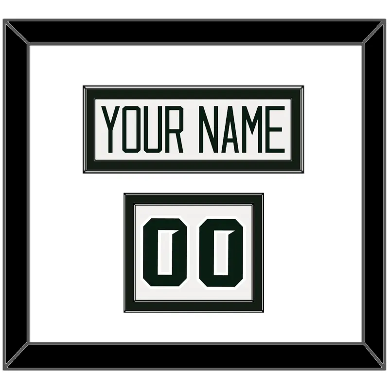 Michigan State Hockey Nameplate & Number (Shoulder) - Home White - Double Mat 1
