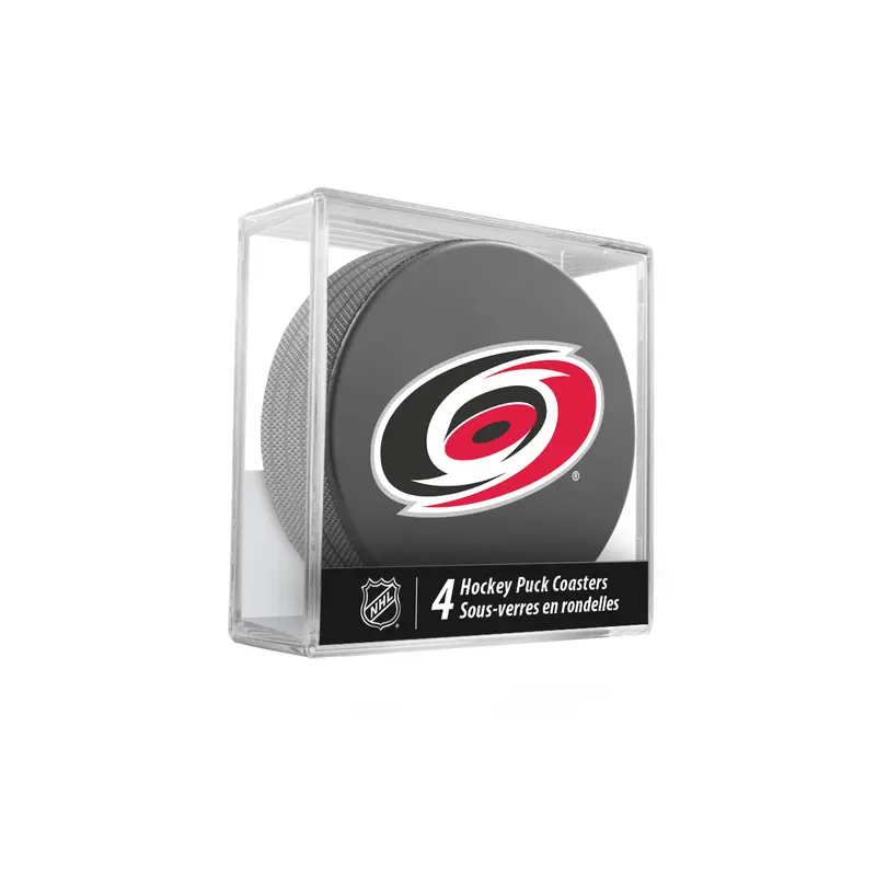NHL Carolina Hurricanes Hockey Puck Drink Coasters (4-Pack) In Cube