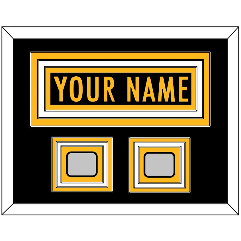 Pittsburgh Nameplate & Super Bowl XL & XLVII Jersey Patches - Home Black - Triple Mat 1