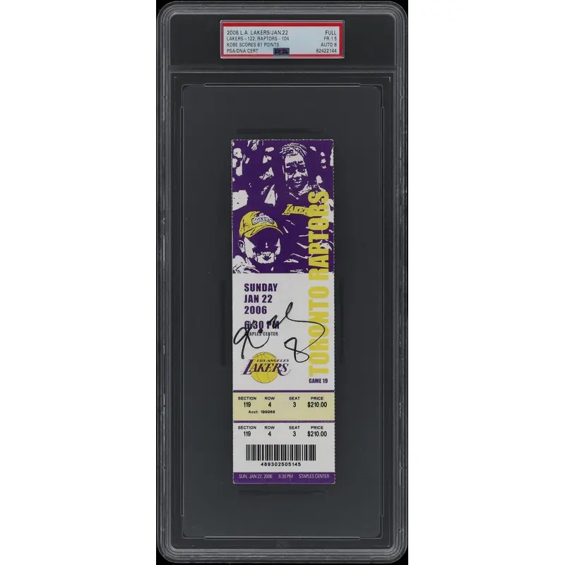 Kobe Bryant Signed 81 Point Full Ticket Jan. 22, 2006 PSA DNA NM 8