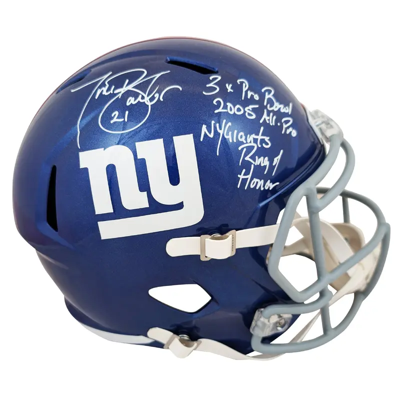 Giants Tiki Barber "3x Insc" Signed Full Size Speed Rep Helmet BAS Witnessed