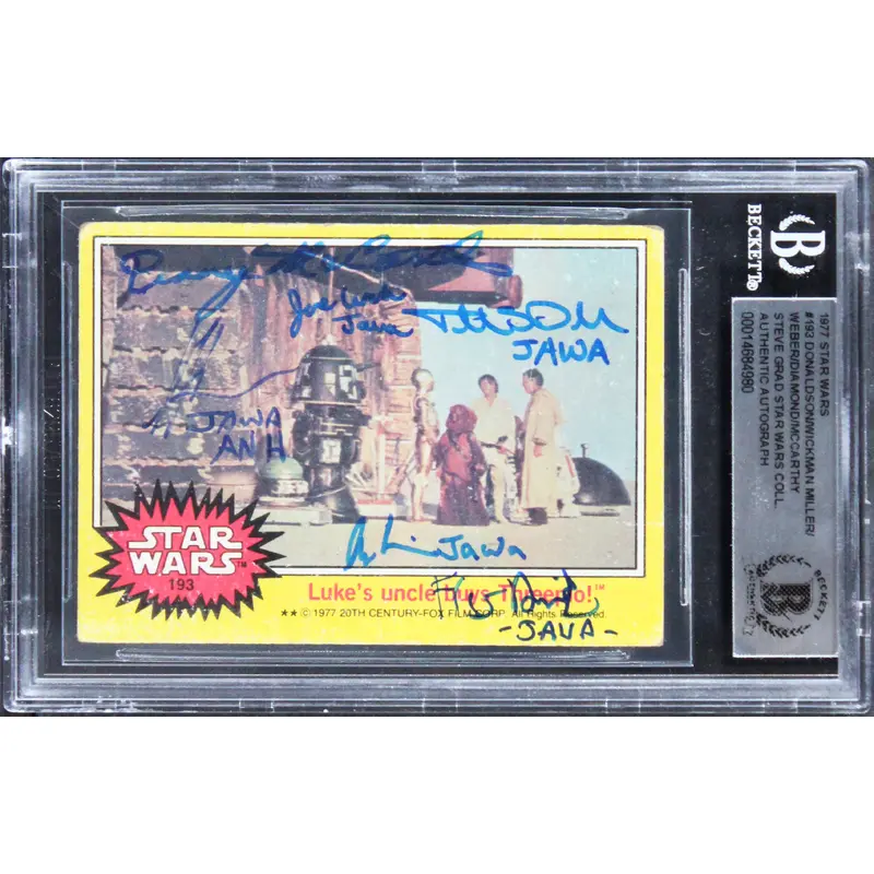 Star Wars (6) Donaldson, Diamond +4 Signed 1977 Star Wars #193 Card BAS Slabbed