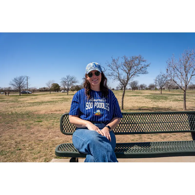 Amarillo Sod Poodles New Era Women's Royal Pinstripe Game Tee
