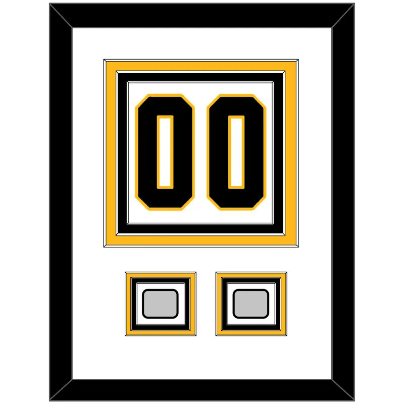 Pittsburgh Number (Back) & 2 Stanley Cup Champions Patches - Road White - Triple Mat 1