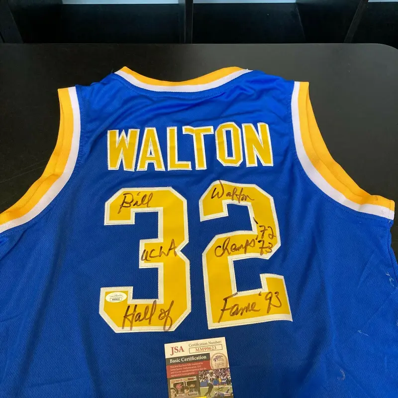 Bill Walton 1972 & 1973 UCLA Champs HOF 1993 Signed Adidas Jersey JSA COA