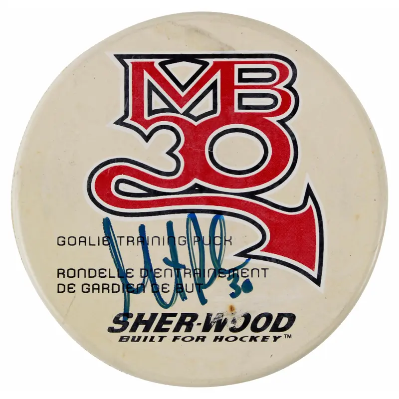 Devils Martin Brodeur Authentic Signed Sherwood Goalie Training Puck Steiner
