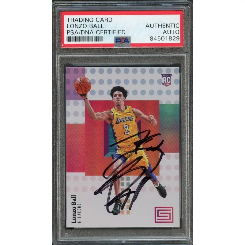 2017-18 Panini Status #118 LONZO BALL Signed Card AUTO PSA Slabbed RC Lakers