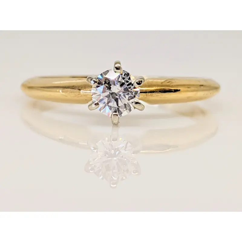 14K .30 CARAT TOTAL SI2 H DIAMOND ROUND SOLITAIRE ESTATE RING 2.2 GRAMS