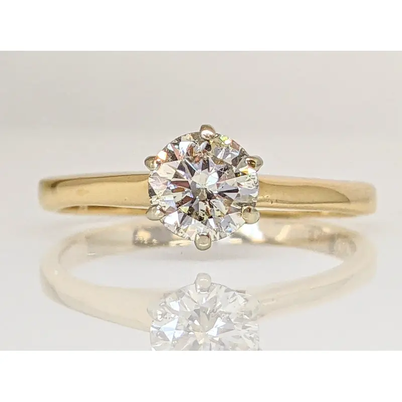 14K .62 CARAT TOTAL I1 K DIAMOND ROUND SOLITAIRE ESTATE RING 2.2 GRAMS