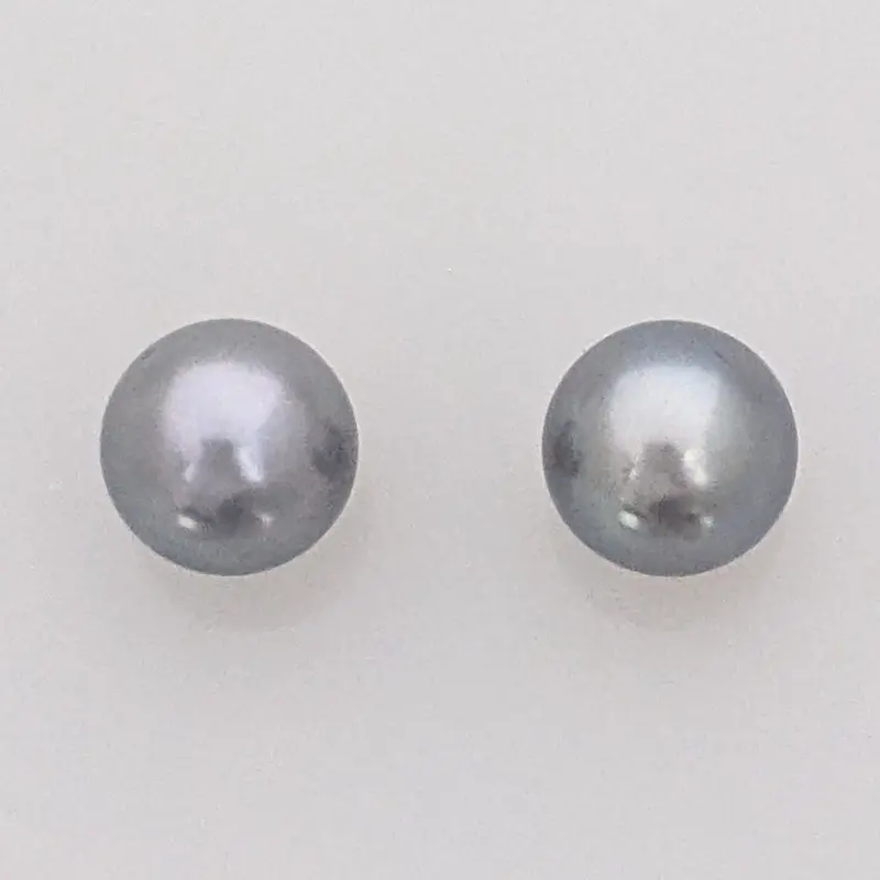14K CULTURED PEARL DYED BLUE 7.5MM ESTATE STUD EARRINGS 2.1 GRAMS