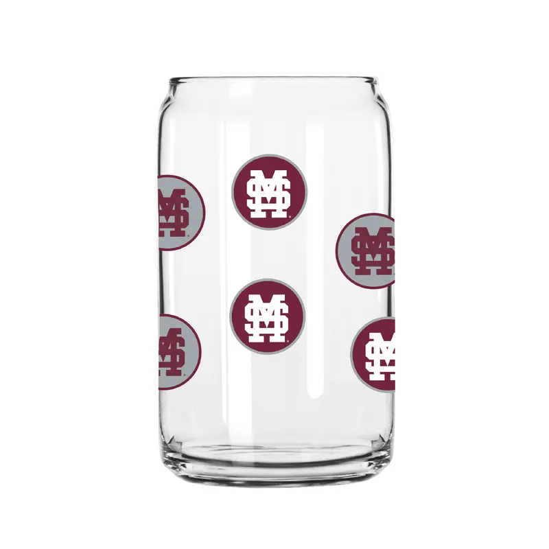 Mississippi State 16oz Smiley Can Glass