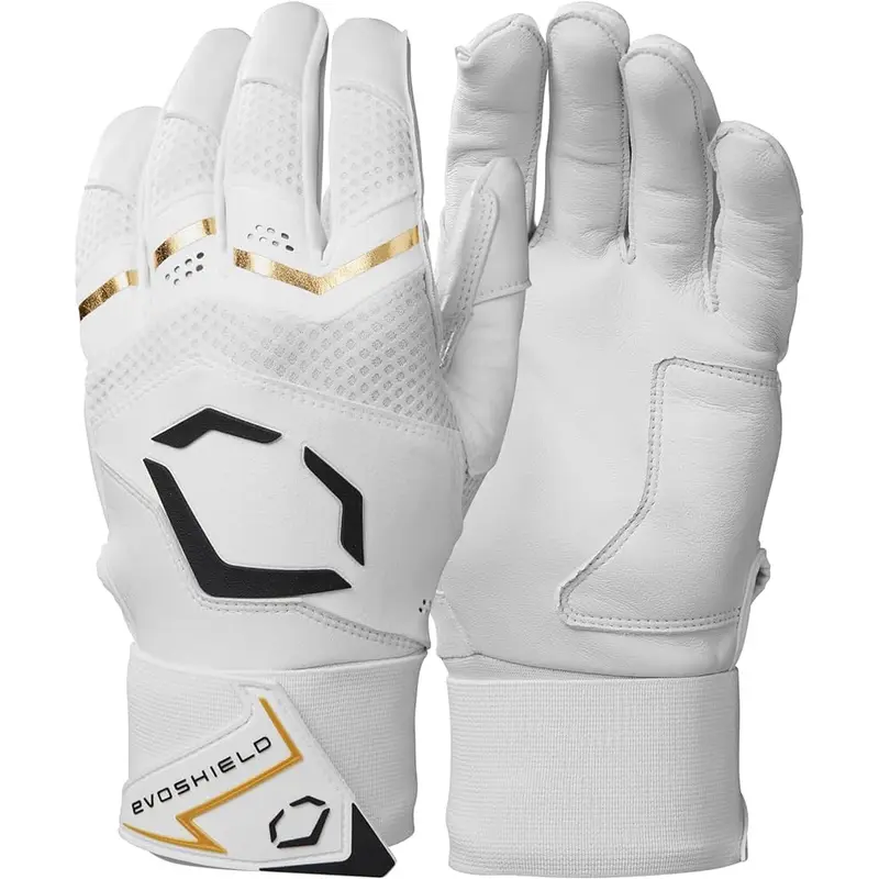 New Evoshield Carbyne Batting Gloves w/ Wrist Strap - Team White - Adult Size XL