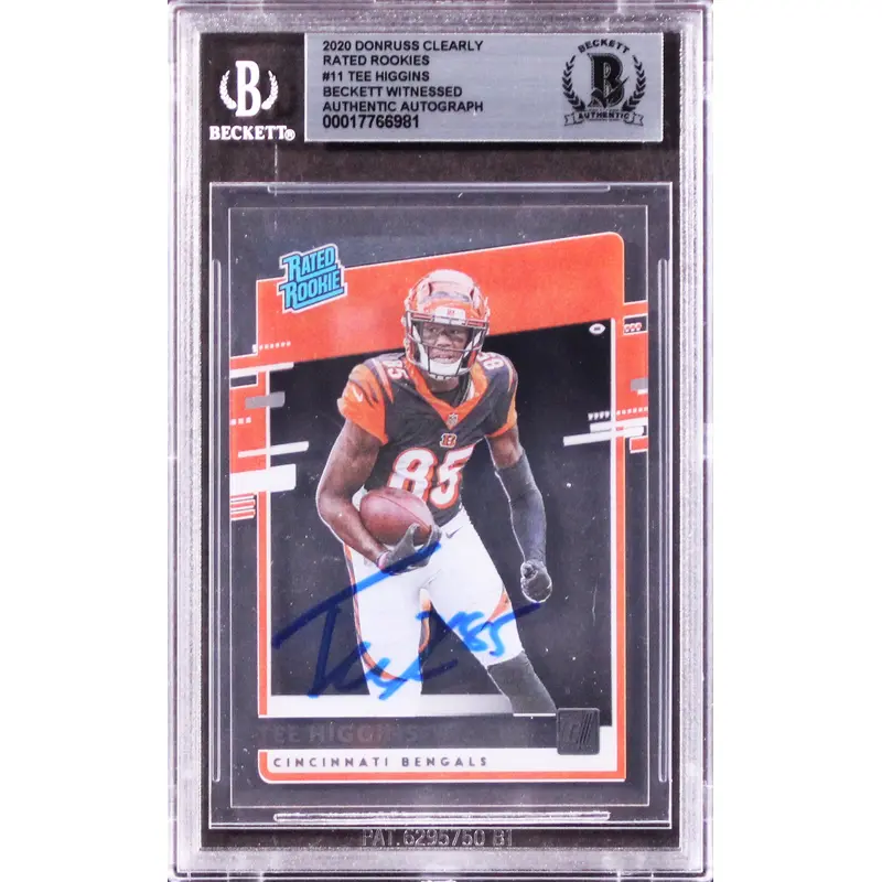 Bengals Tee Higgins Signed 2020 Donruss Clearly Rated Rookies #11 Card BAS Slab