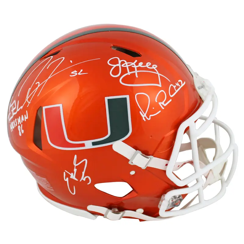 Miami (5) Lewis, Irvin, Kelly +2 Signed Flash F/S Speed Proline Helmet BAS Wit