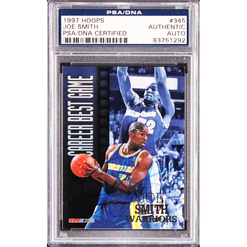 Warriors Joe Smith Authentic Signed 1997 Hoops #345 Card PSA/DNA Slabbed