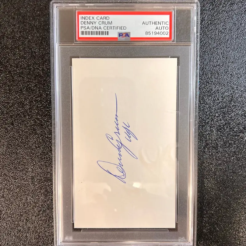 Denny Crum Signed Index Card AUTO PSA/DNA Slabbed Louisville