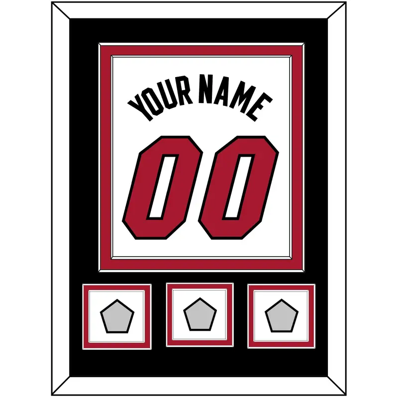 Miami Name & Number With 3 Finals Patches - Home White (1999-2008) - Double Mat 3