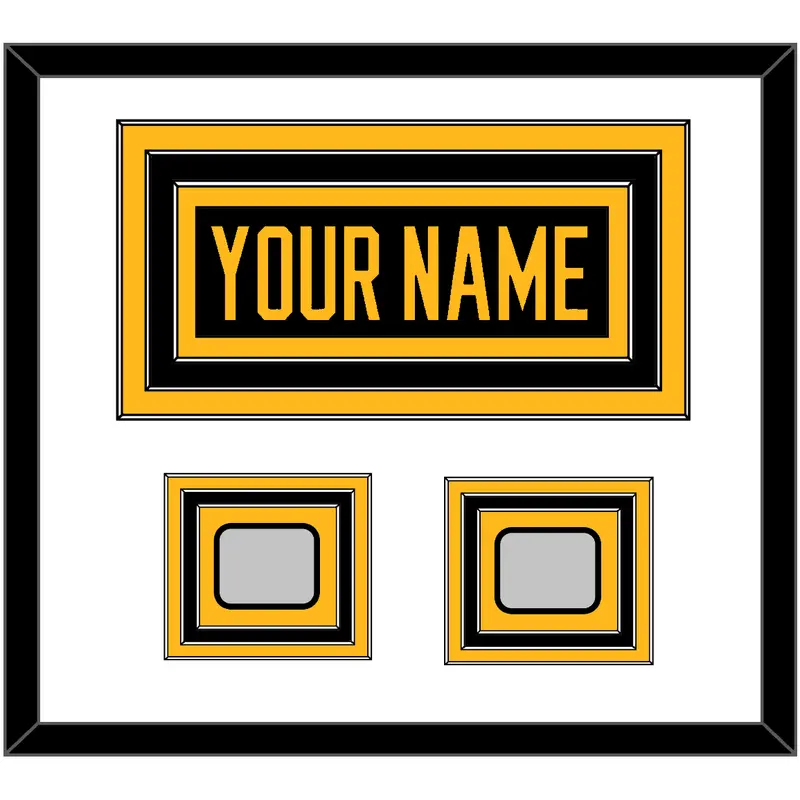 Pittsburgh Nameplate & 2 Stanley Cup Finals Patches - Road Black (1988-1992) - Triple Mat 1