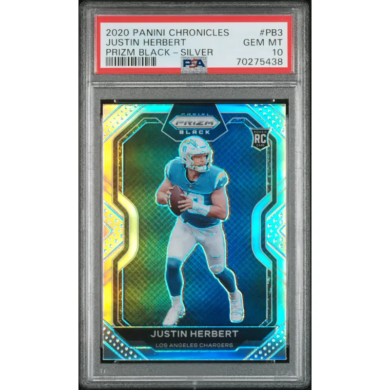 Justin Herbert 2020 Panini Chronicles Prizm Black PSA 10 Gem Mint