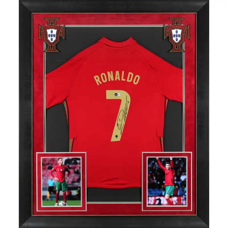 Portugal Cristiano Ronaldo Authentic Signed Red Nike Framed Jersey BAS LOA