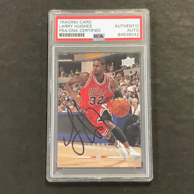 2008-09 Upper Deck #23 Larry Hughes Signed Card AUTO PSA Slabbed Bulls