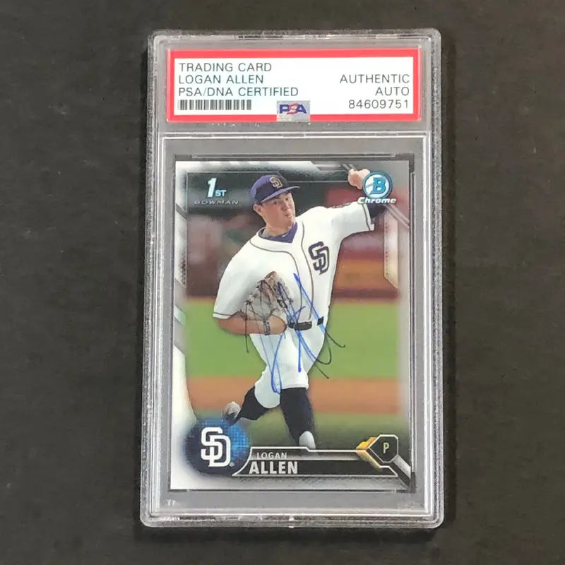 2016 Bowman Prospect Chrome #BCP56 Logan Allen Signed Card PSA Slabbed Auto Padres
