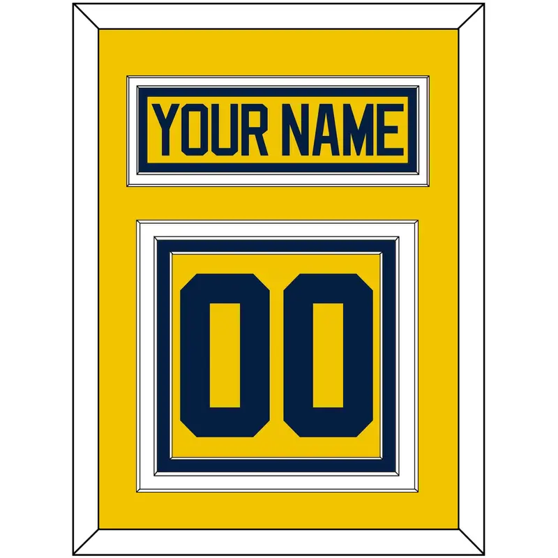 Michigan Hockey Nameplate & Number (Back) - Alternate Maize - Triple Mat 2