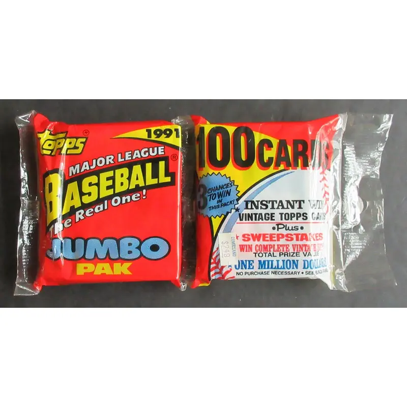 1991 Topps Baseball Unopened Jumbo Pack (100)