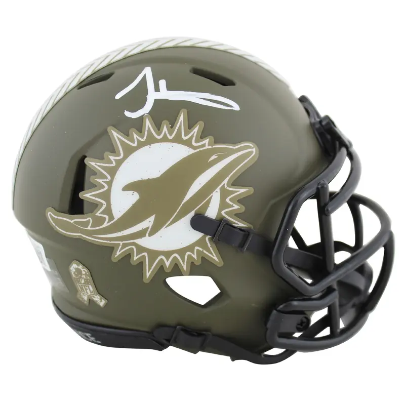 Dolphins Tyreek Hill Signed Salute To Service Speed Mini Helmet BAS Witnessed