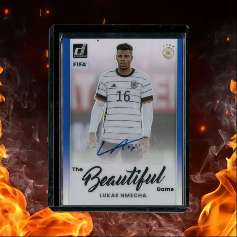 2022 Panini Donruss Lukas Nmecha The Beautiful Game Blue Prizm Auto #BA-LNM