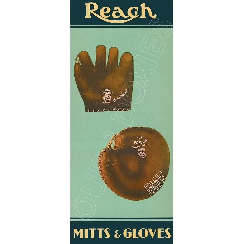 1930's Reach Baseball Mitts & Gloves Store Counter Standup Sign - Cochran Collins - 1007
