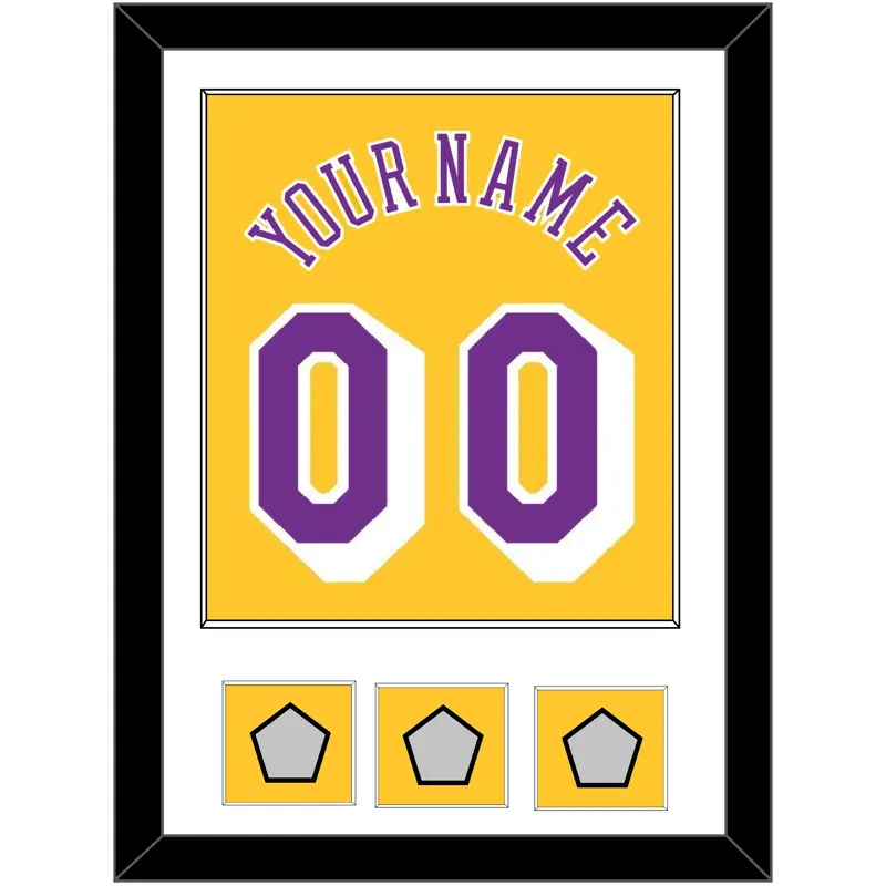 Los Angeles Name & Number With 3 Champions Patches - Home Yellow (1978-1997) - Single Mat 1