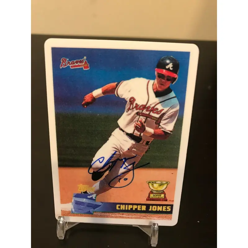 1996 Topps Chipper Jones Rookie Signed Porcelain Baseball Card PSA DNA COA