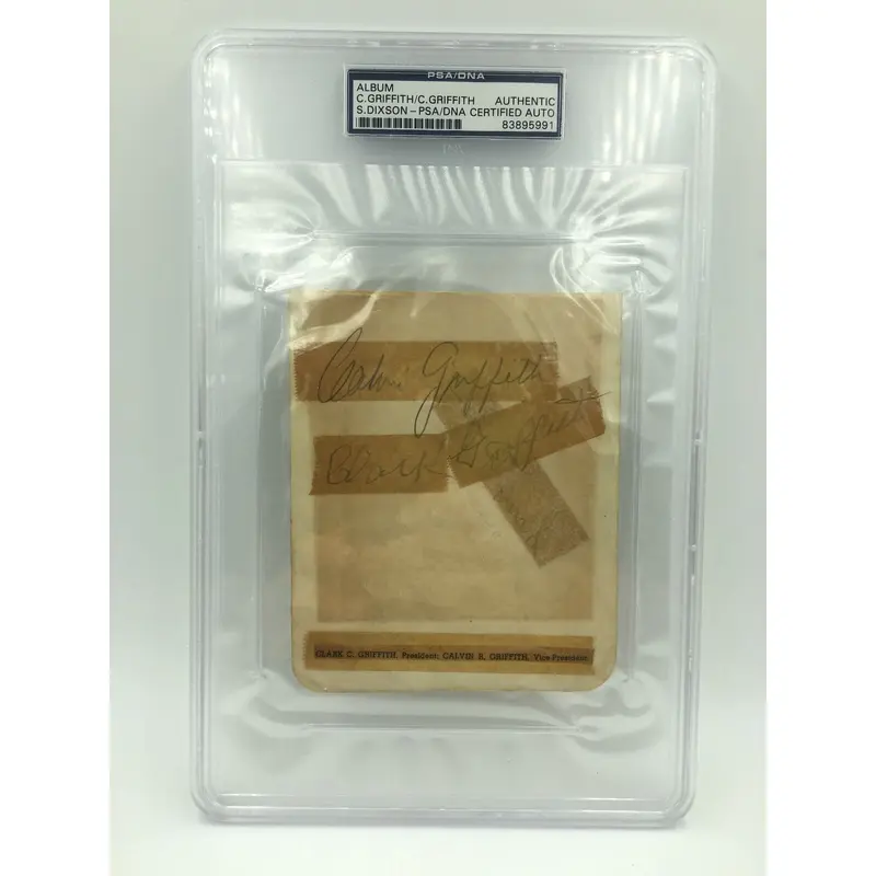 Clark Griffith & Calvin Griffith Signed Autographed Card PSA DNA