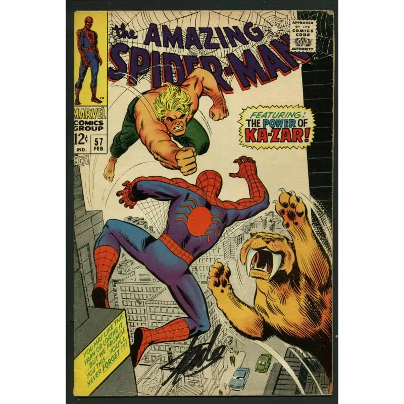 Stan Lee Signed Amazing Spider-Man #57 Comic Book Ka-Zar PSA/DNA #W18660