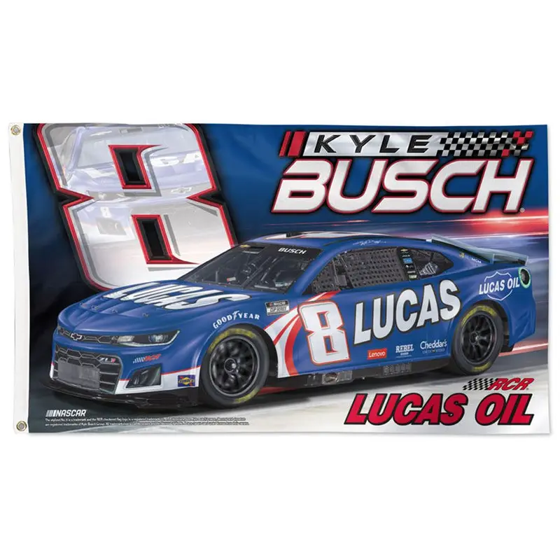 Kyle Busch Lucas Oil #8 Official NASCAR Deluxe-Edition 3'x5' Banner Flag - Wincraft 2024