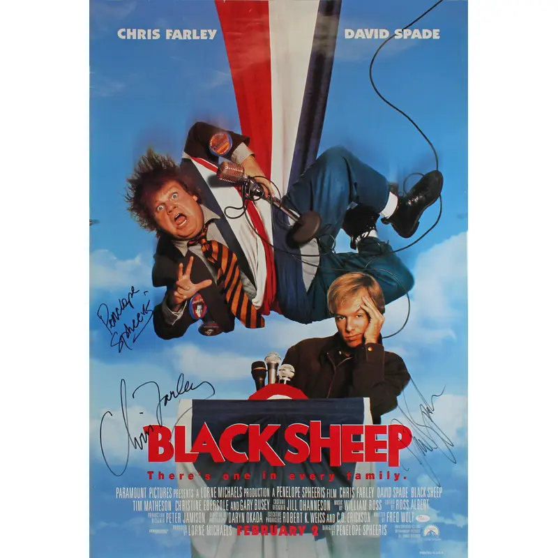 Black Sheep (3) Farley, Spade & Spheeris Signed 27x40 Poster JSA #Z26711