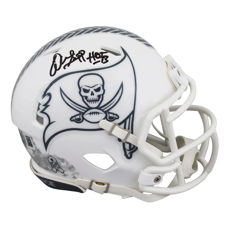 Bucs Warren Sapp "HOF 13" Signed Salute To Service III Speed Mini Helmet BAS Wit