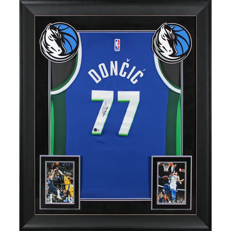 Mavericks Luka Doncic Authentic Signed Blue Nike Framed Jersey BAS #AE09573