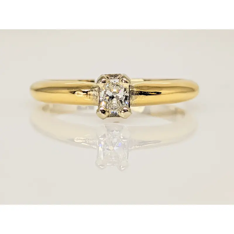 14K .17 CARAT TOTAL VS2 H DIAMOND EMERALD CUT SOLITAIRE ESTATE RING 2.4 GRAMS