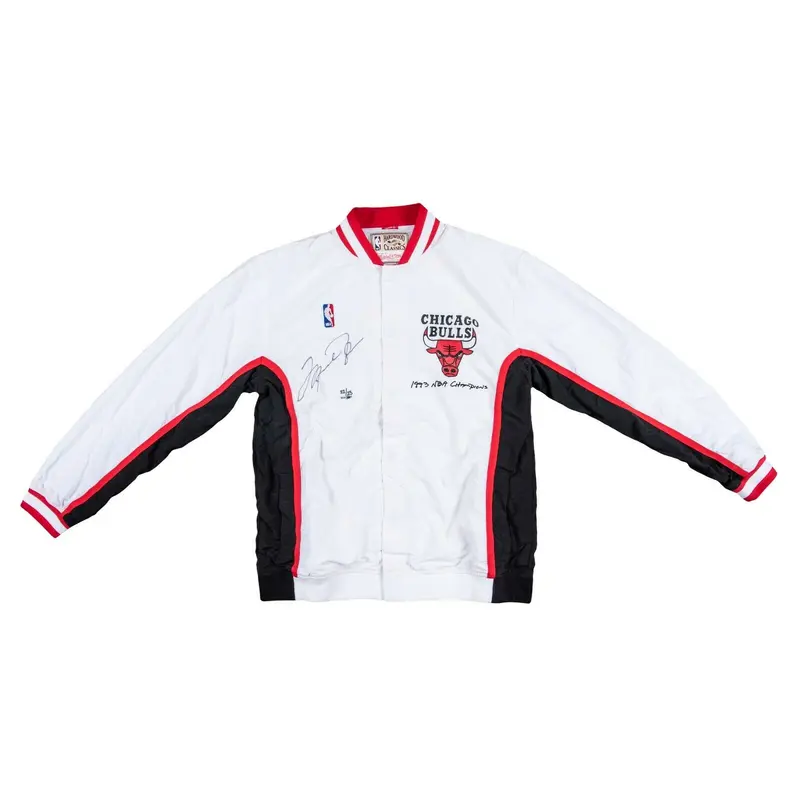 Michael Jordan Signed 1993 NBA Champions Chicago Bulls Warm Up Jacket UDA COA