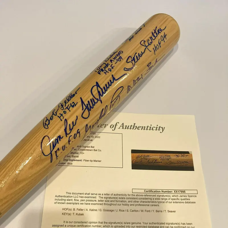 Yogi Berra Whitey Ford Tom Seaver Hall Of Fame Multi Signed Baseball Bat JSA COA