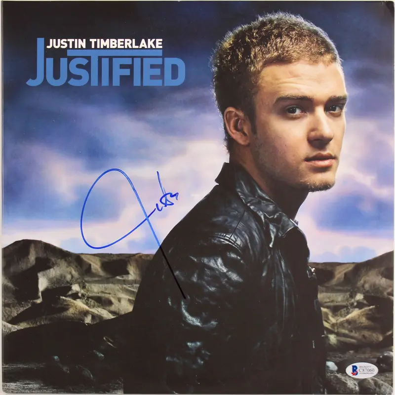 Justin Timberlake Authentic Signed Justified Album Cover W/ Vinyl BAS #C87060