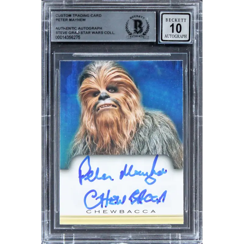 Peter Mayhew Star Wars "Chewbacca" Signed Custom Trading Card Auto 10! BAS Slab