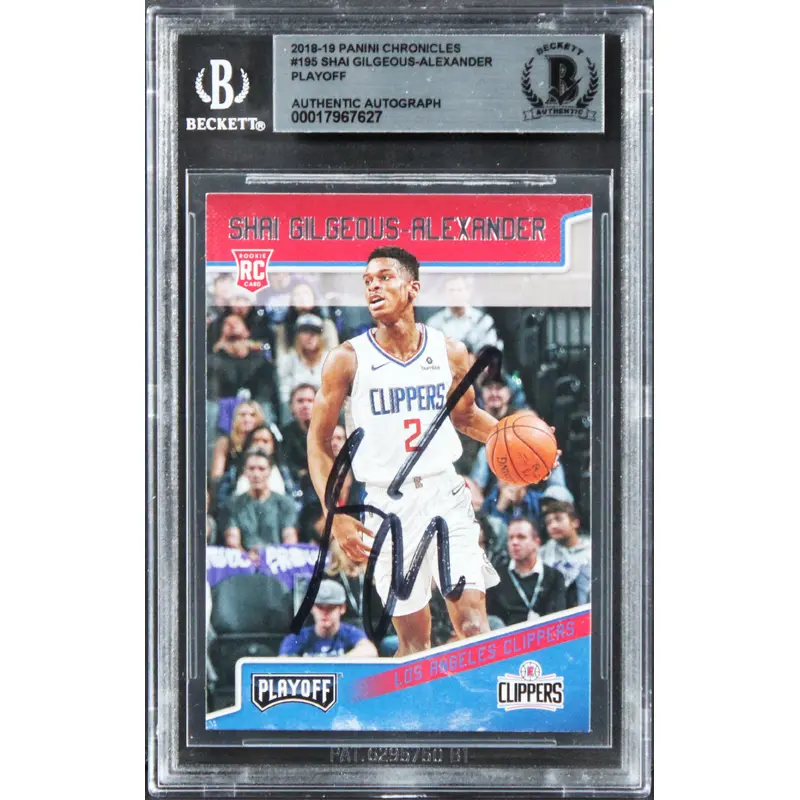 Shai Gilgeous-Alexander Signed 2018 Panini Chronicles #195 Rookie Card BAS Slab