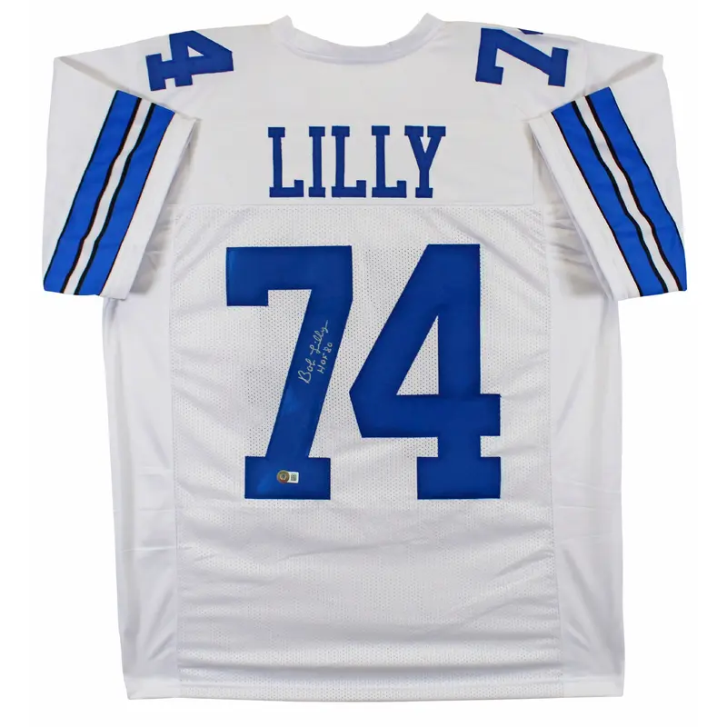 Bob Lilly "HOF 80" Authentic Signed White Pro Style Jersey BAS Witnessed 2