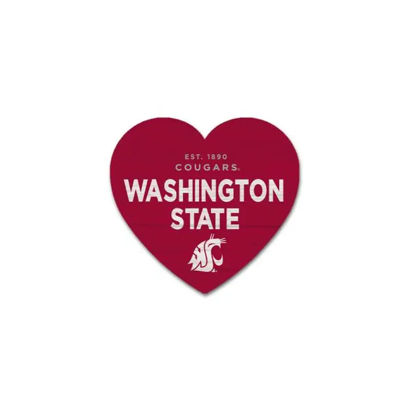 Crimson "Washington State" Heart Magnet