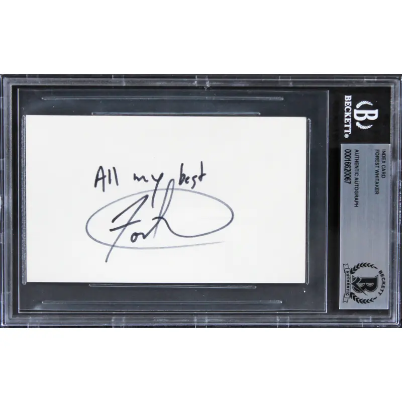 Forest Whitaker The Butler "All My Best" Signed 3x5 Index Card BAS Slabbed